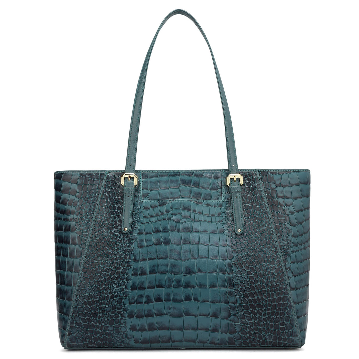 Large Croco Leather Tote - Octane