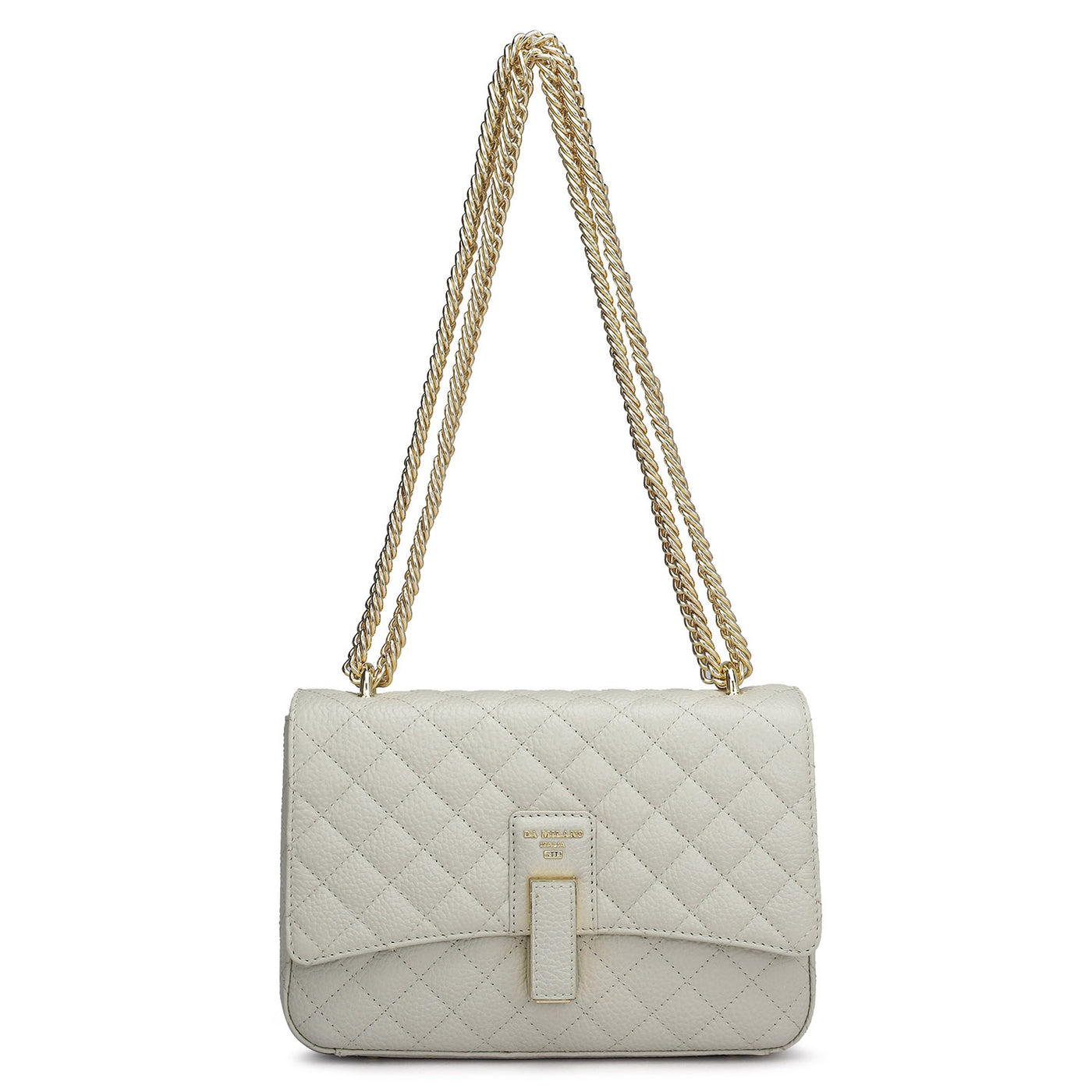 Small Quilting Leather Shoulder Bag - Ivory