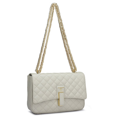 Small Quilting Leather Shoulder Bag - Ivory