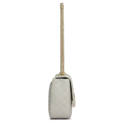 Small Quilting Leather Shoulder Bag - Ivory