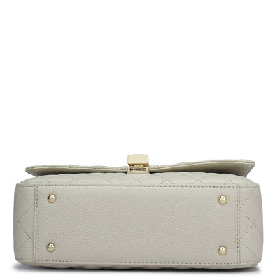 Small Quilting Leather Shoulder Bag - Ivory