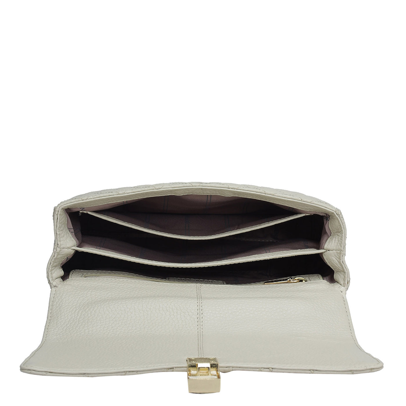 Small Quilting Leather Shoulder Bag - Ivory