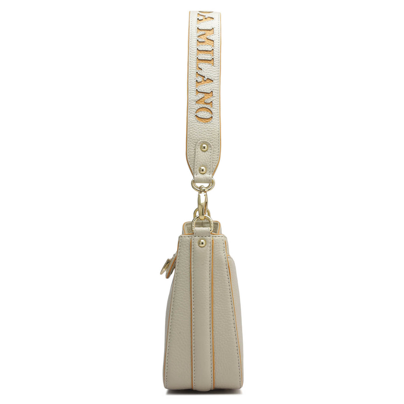 Small Wax Leather Baguette - Ivory