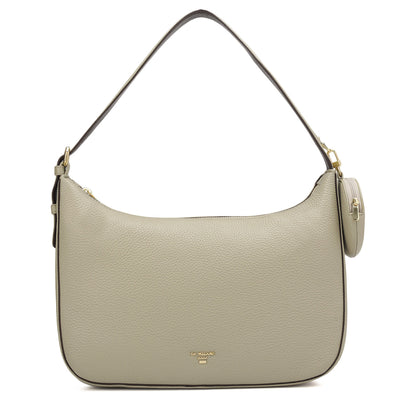 Medium Wax Leather Hobo - Khaki