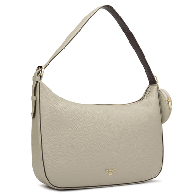 Medium Wax Leather Hobo - Khaki