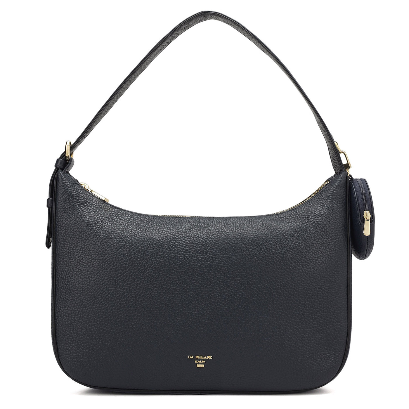 Medium Wax Leather Hobo - Navy