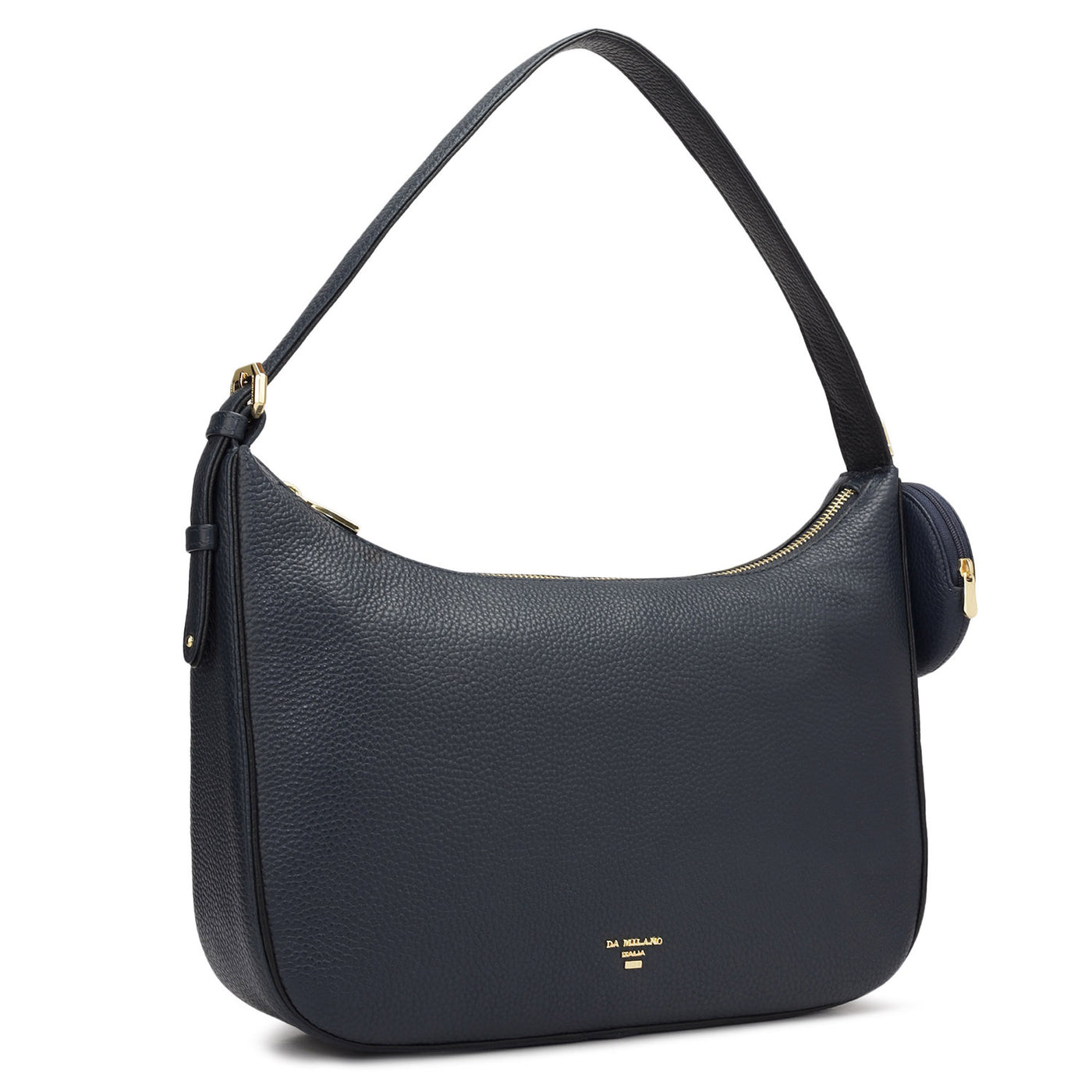 Medium Wax Leather Hobo - Navy