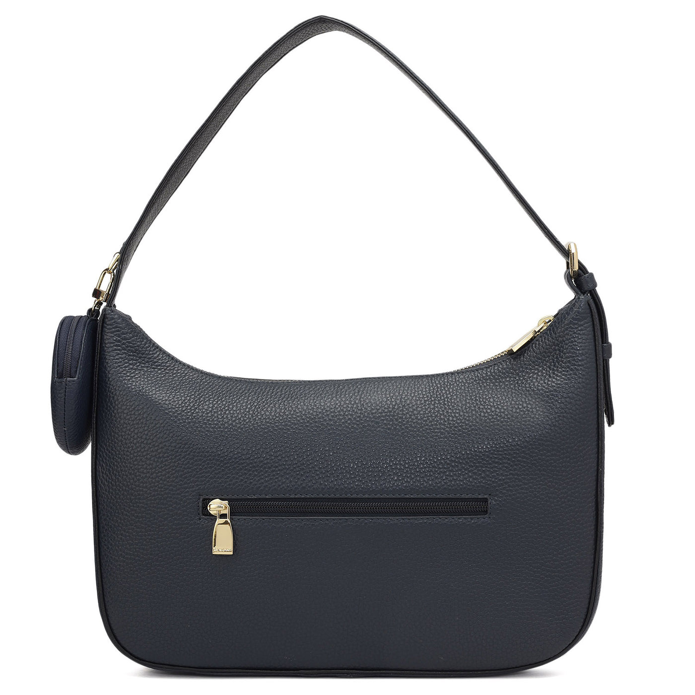 Medium Wax Leather Hobo - Navy