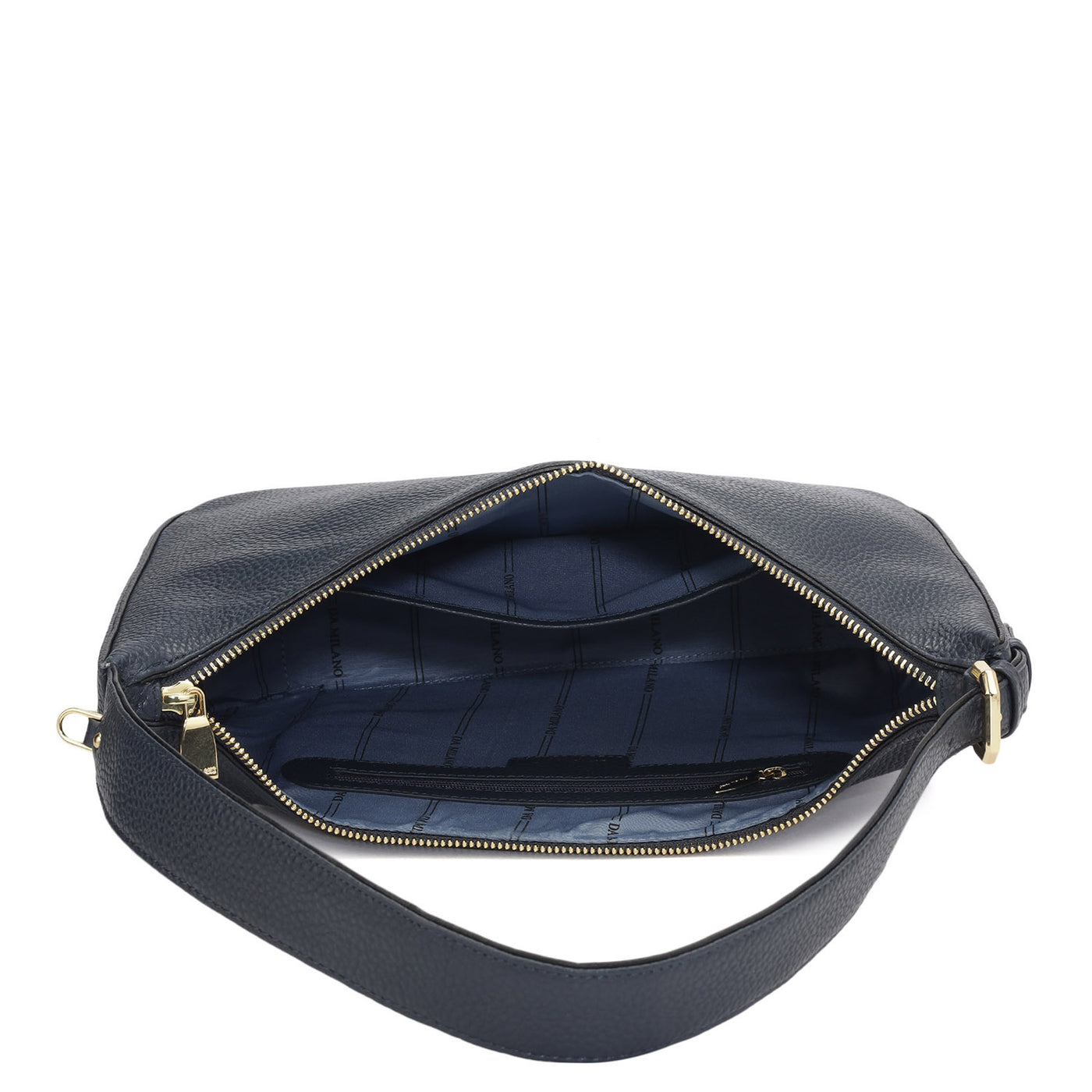 Medium Wax Leather Hobo - Navy