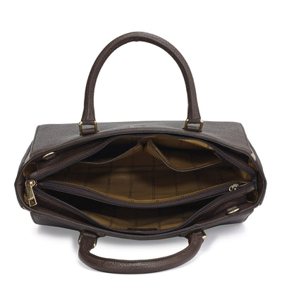 Medium Wax Snake Leather Satchel - Chocolate