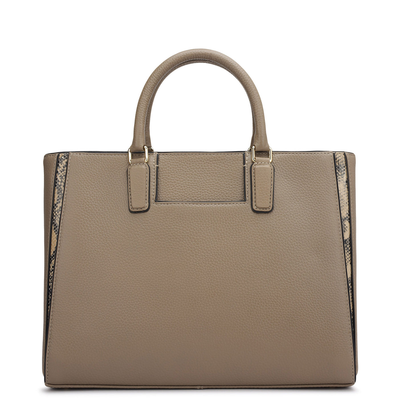 Medium Wax Snake Leather Satchel - Greyish Taupe