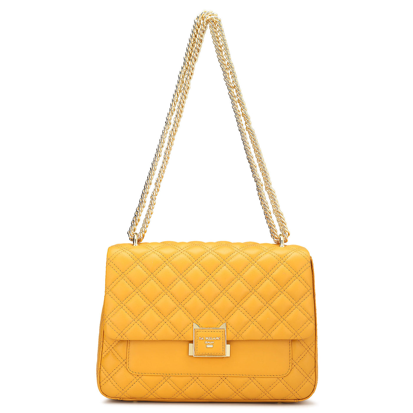 Medium Quilting Leather Shoulder Bag - Mustard