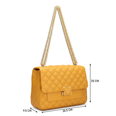 Medium Quilting Leather Shoulder Bag - Mustard