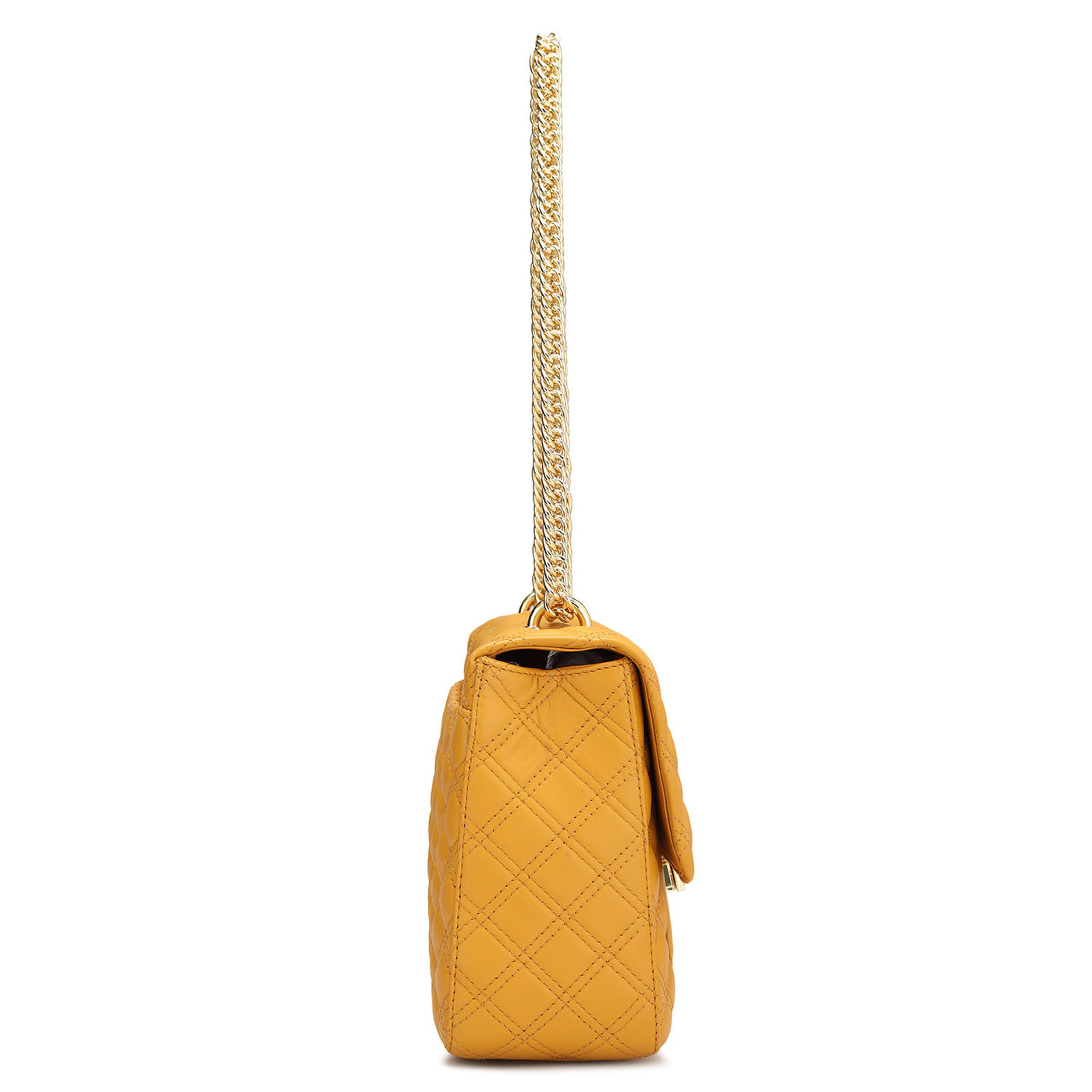 Medium Quilting Leather Shoulder Bag - Mustard