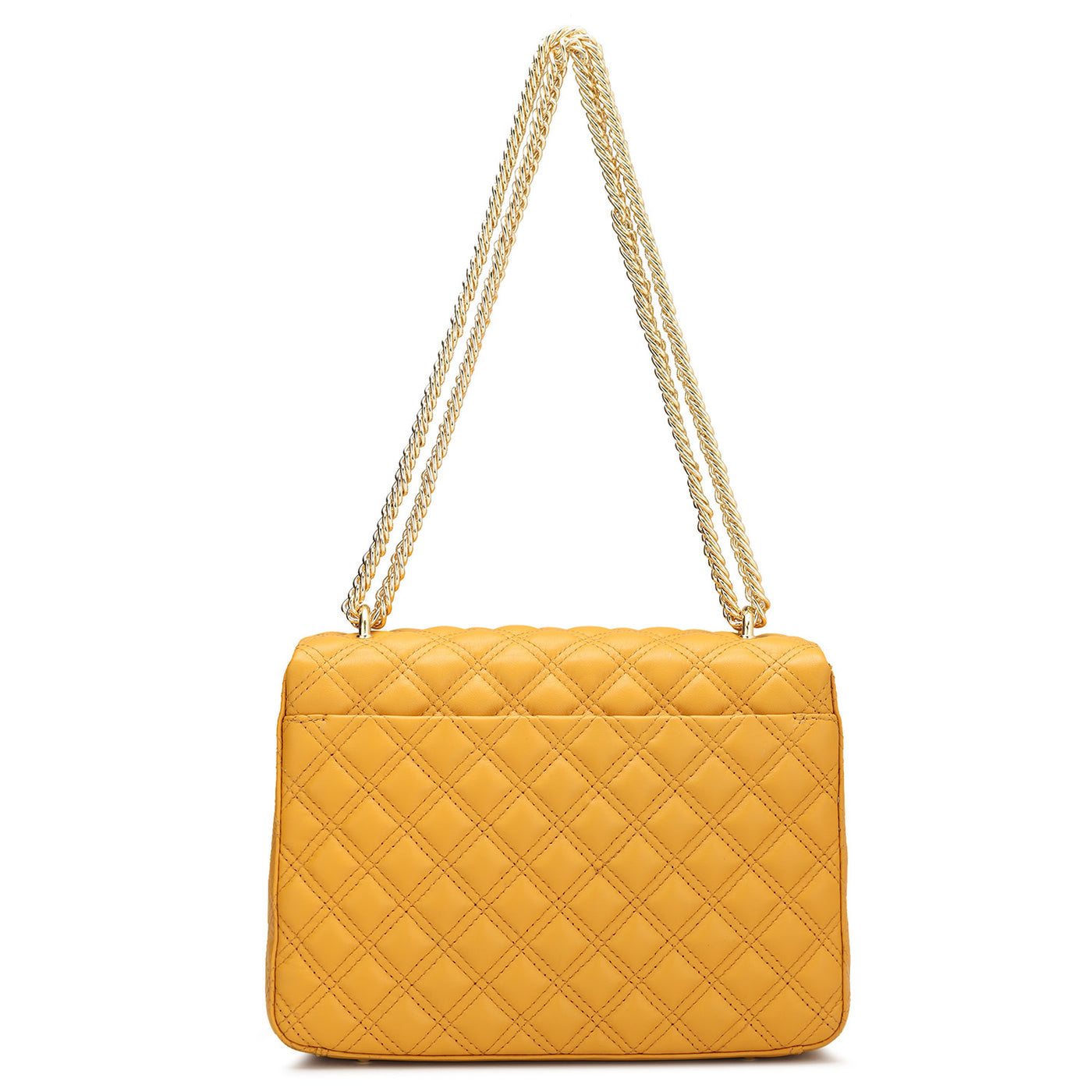 Medium Quilting Leather Shoulder Bag - Mustard