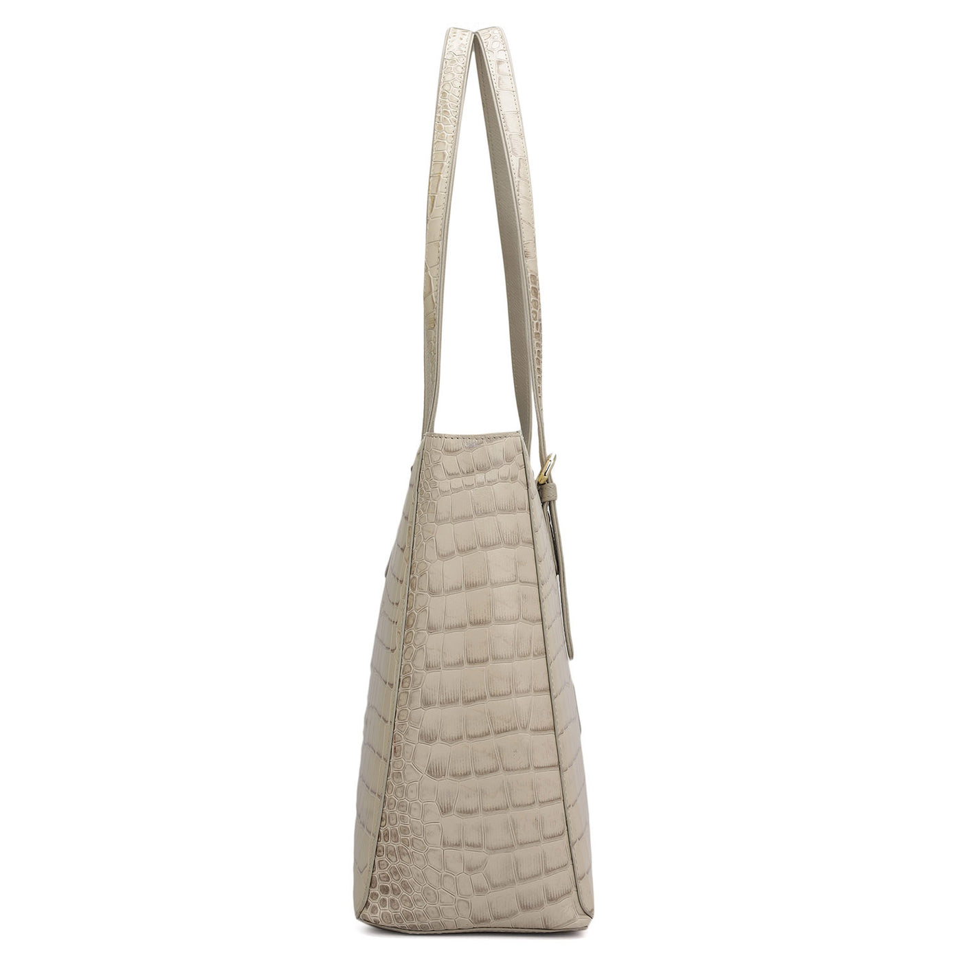 Large Croco Leather Tote - Frost