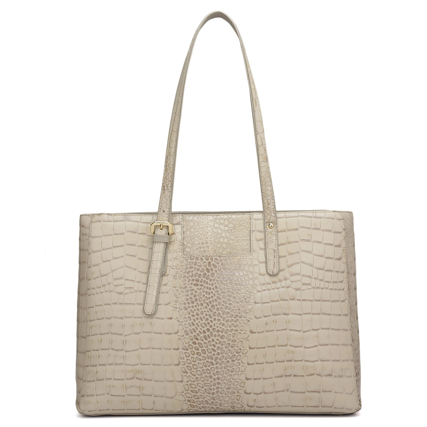 Large Croco Leather Tote - Frost