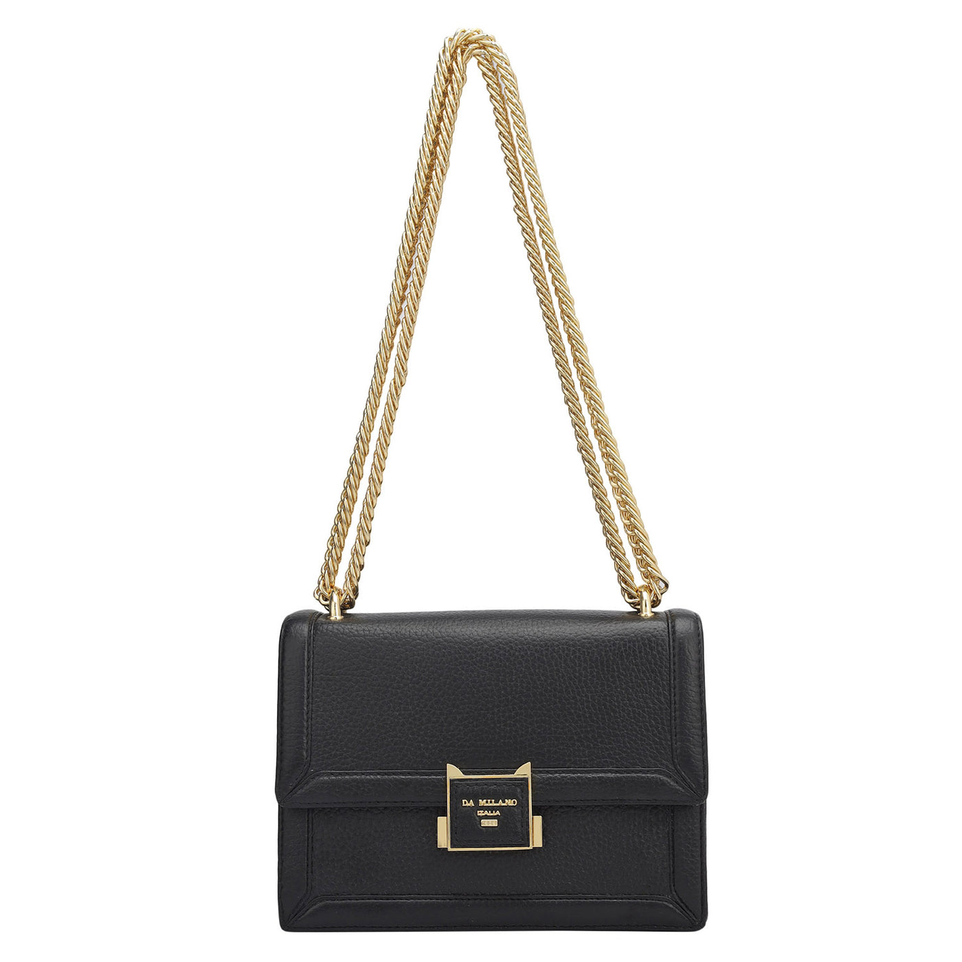 Small Wax Leather Shoulder Bag - Black