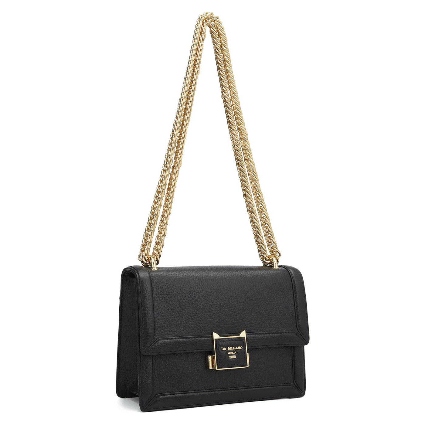 Small Wax Leather Shoulder Bag - Black