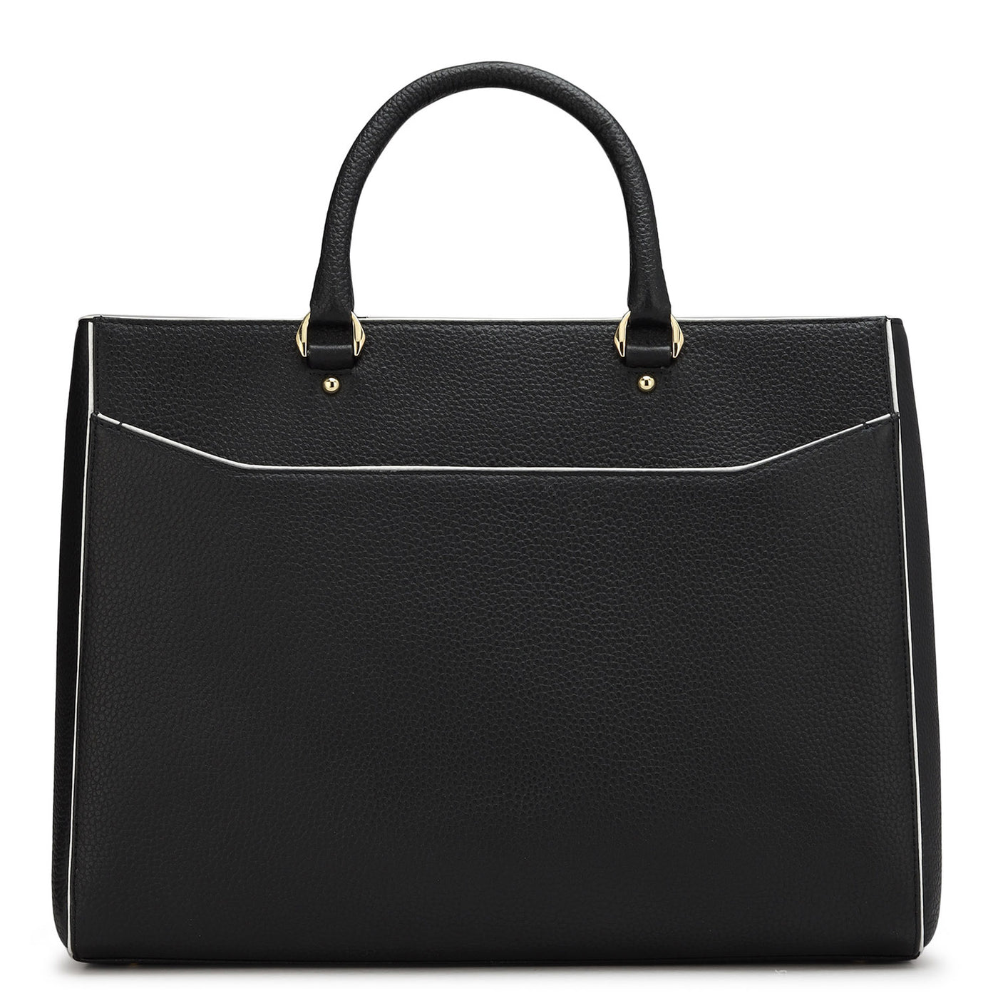 Large Wax Leather Book Tote - Black & White