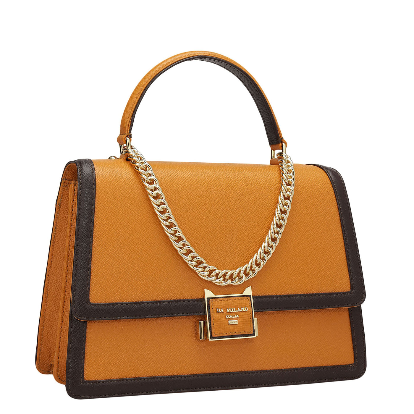 Small Franzy Leather Satchel - Flame