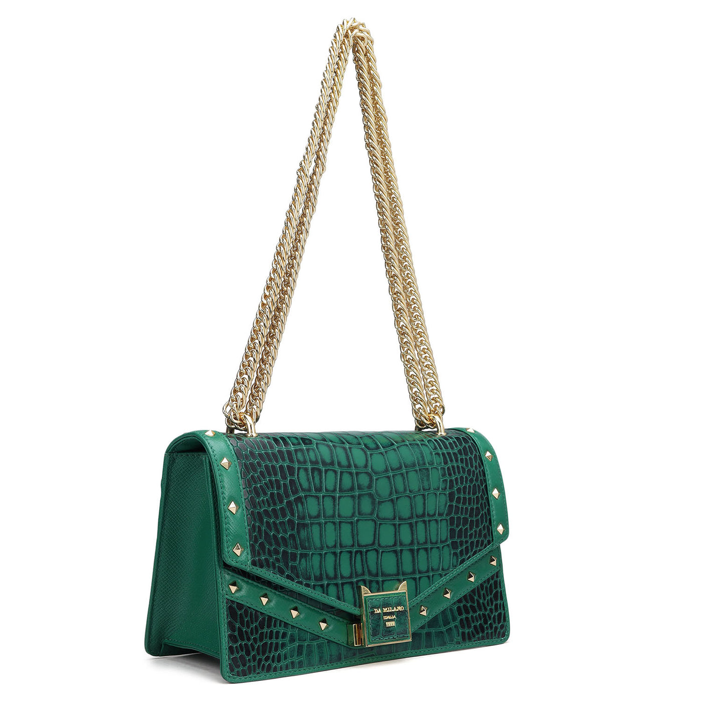 Small Croco Leather Shoulder Bag - Green