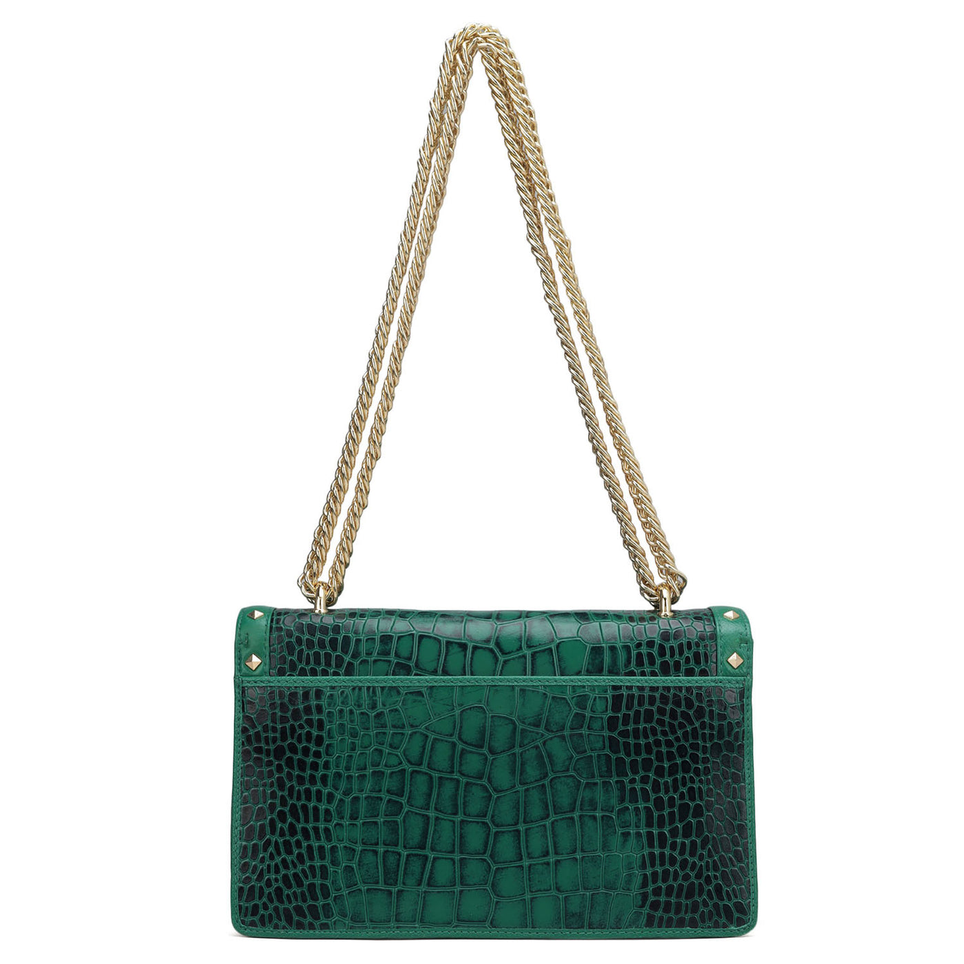 Small Croco Leather Shoulder Bag - Green