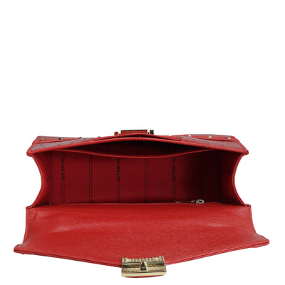 Small Croco Leather Shoulder Bag - Red