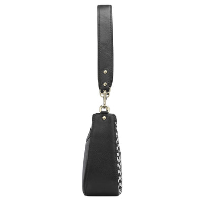 Small Mat Franzy Leather Baguette - Black