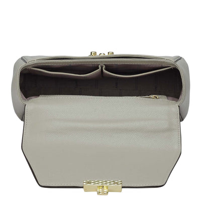 Small Franzy Leather Satchel - Chalk