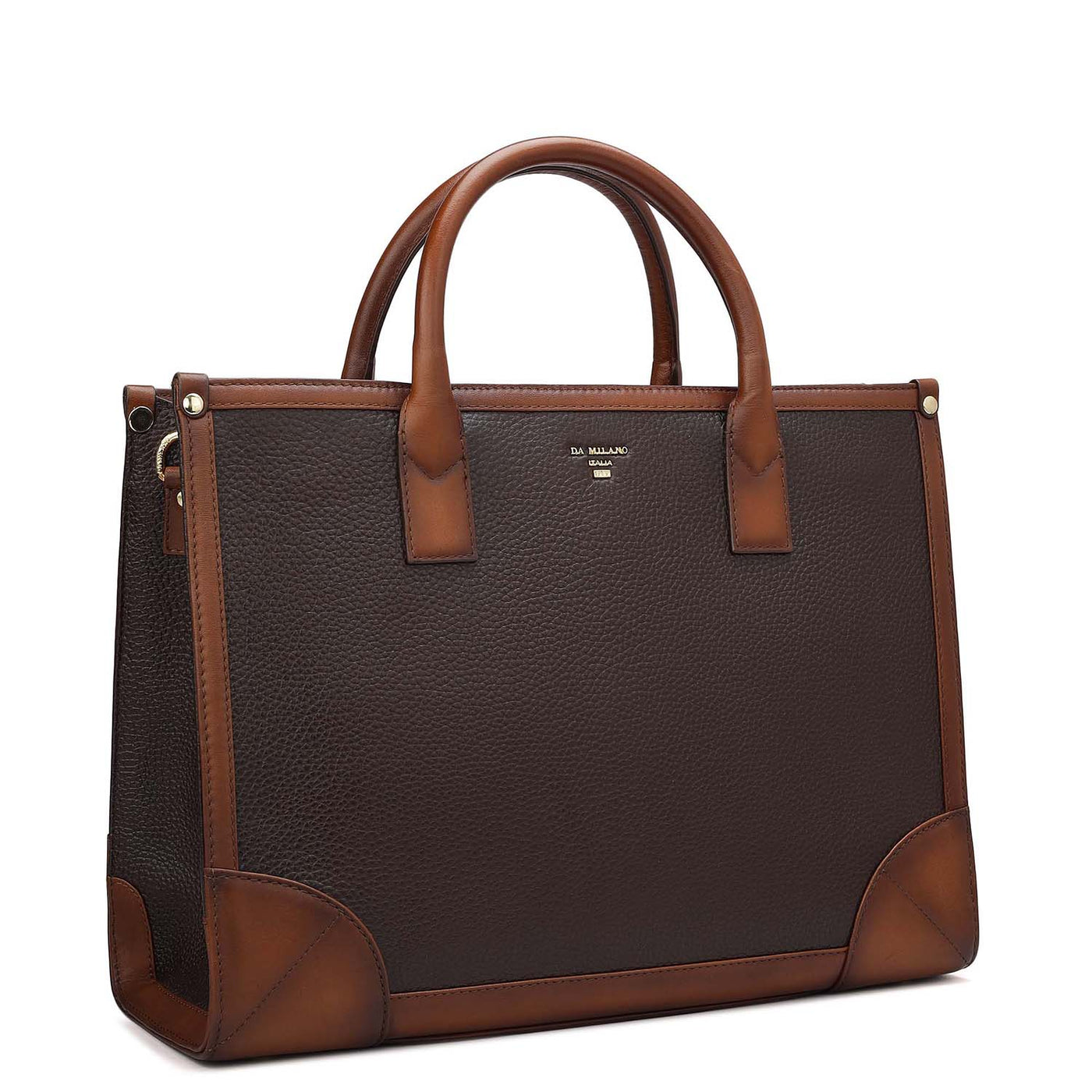 Medium Wax Leather Book Tote - Chocolate