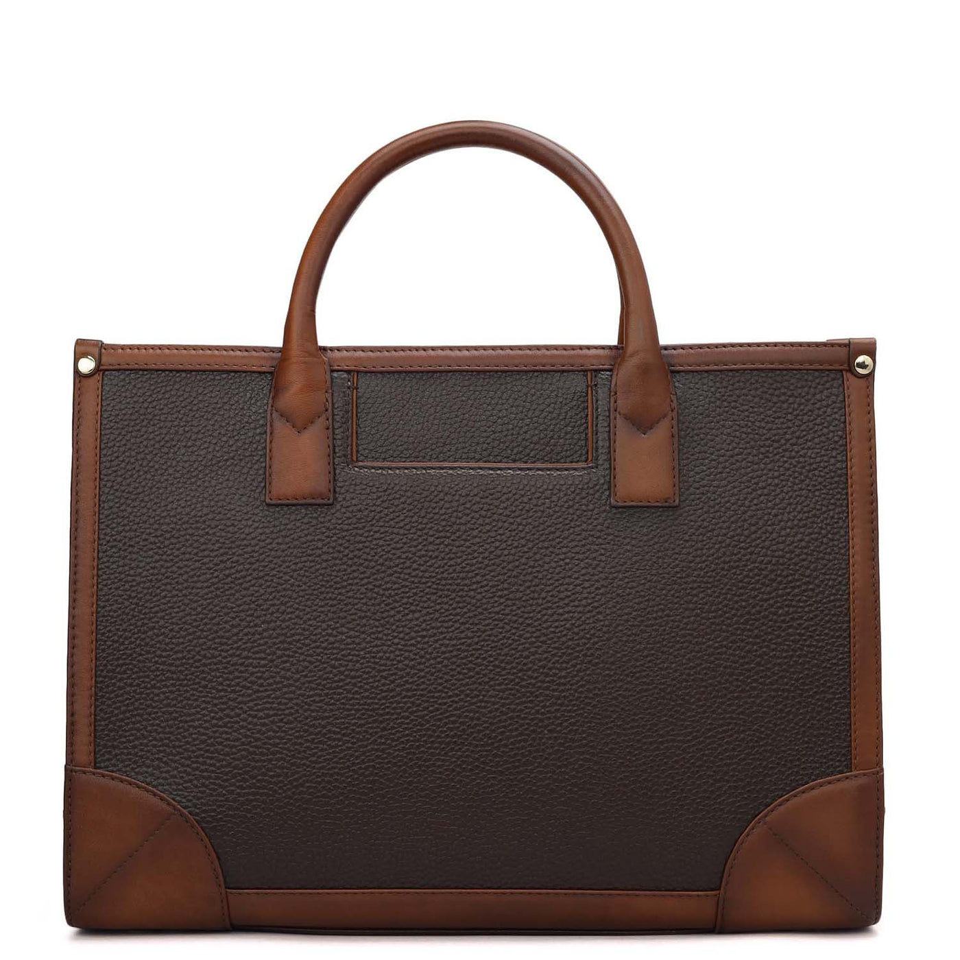 Medium Wax Leather Book Tote - Chocolate