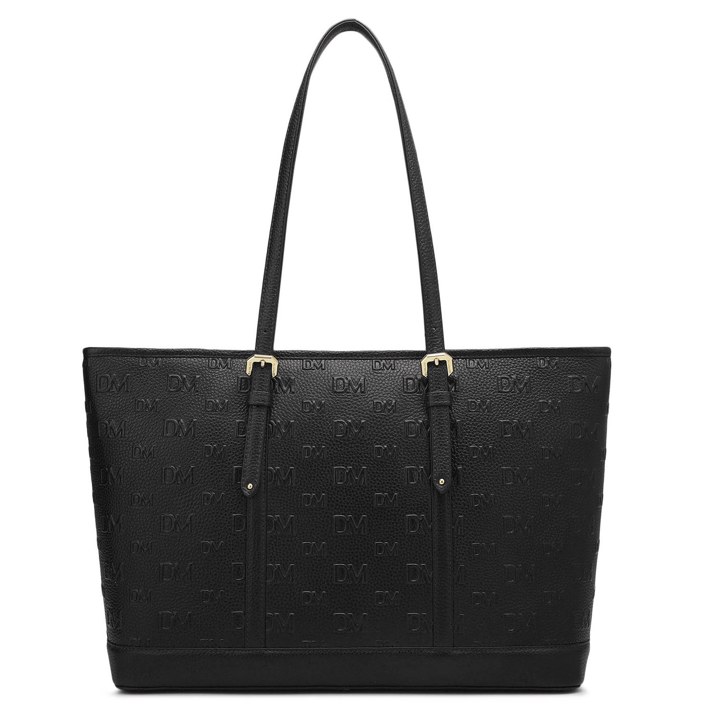 Large Monogram Wax Leather Tote - Black