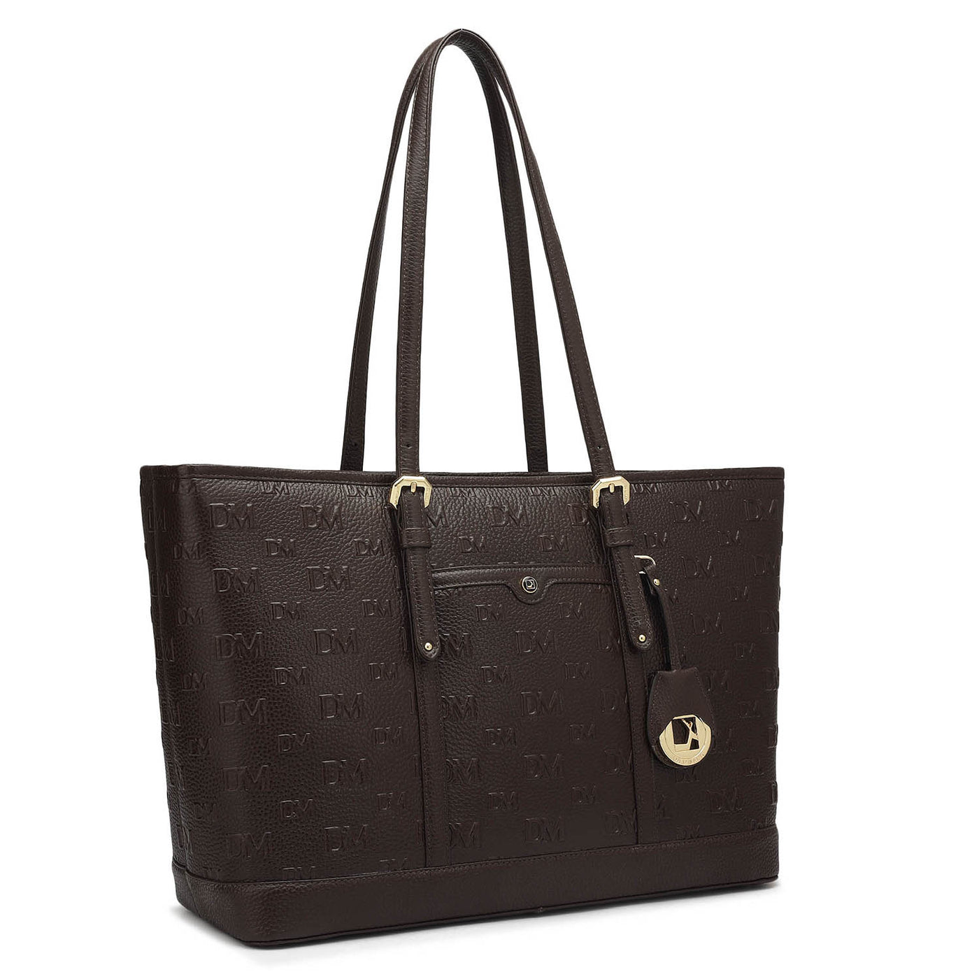 Large Monogram Wax Leather Tote - Chocolate