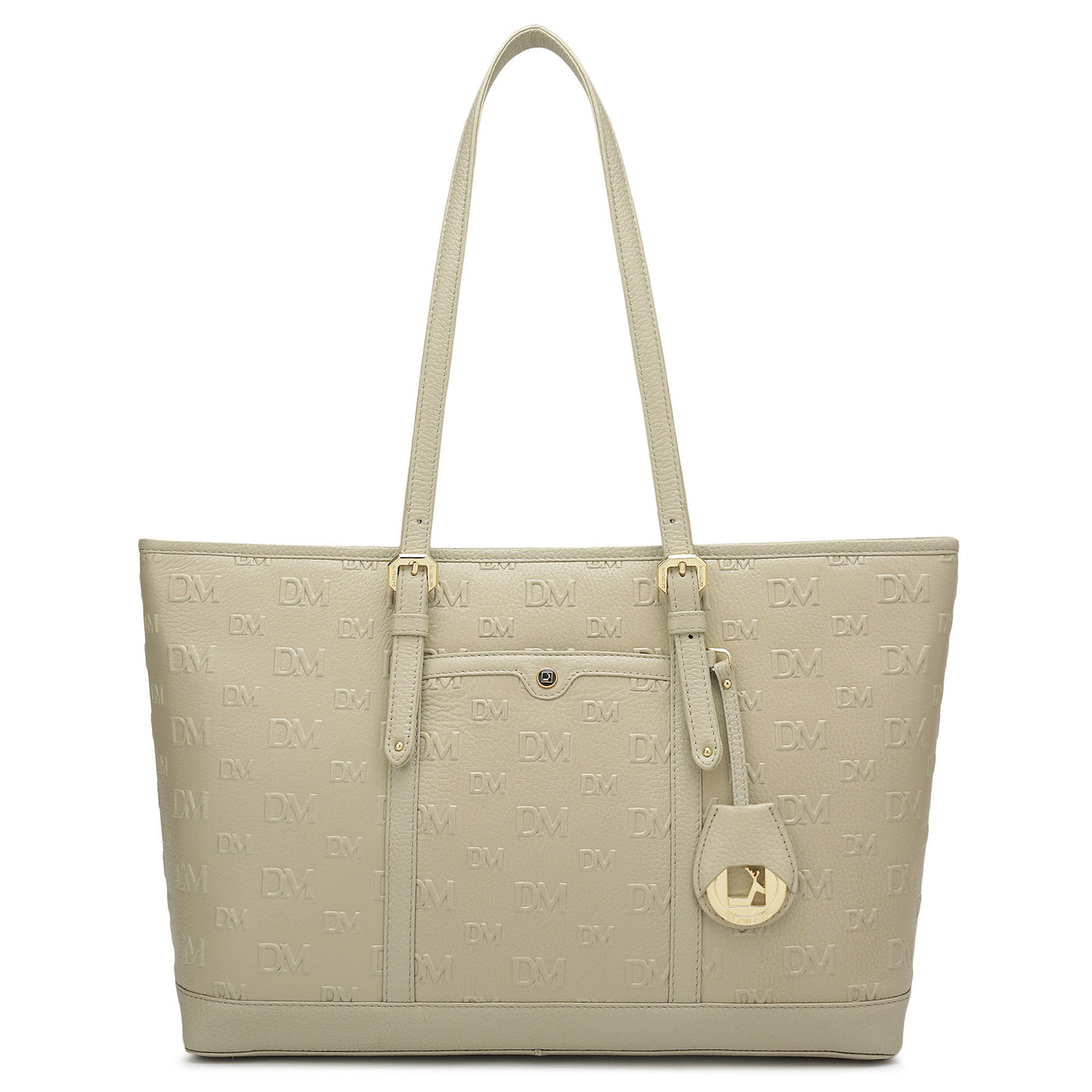 Large Monogram Wax Leather Tote - Khaki