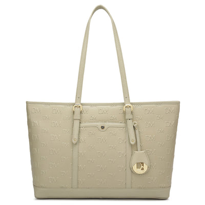 Large Monogram Wax Leather Tote - Khaki