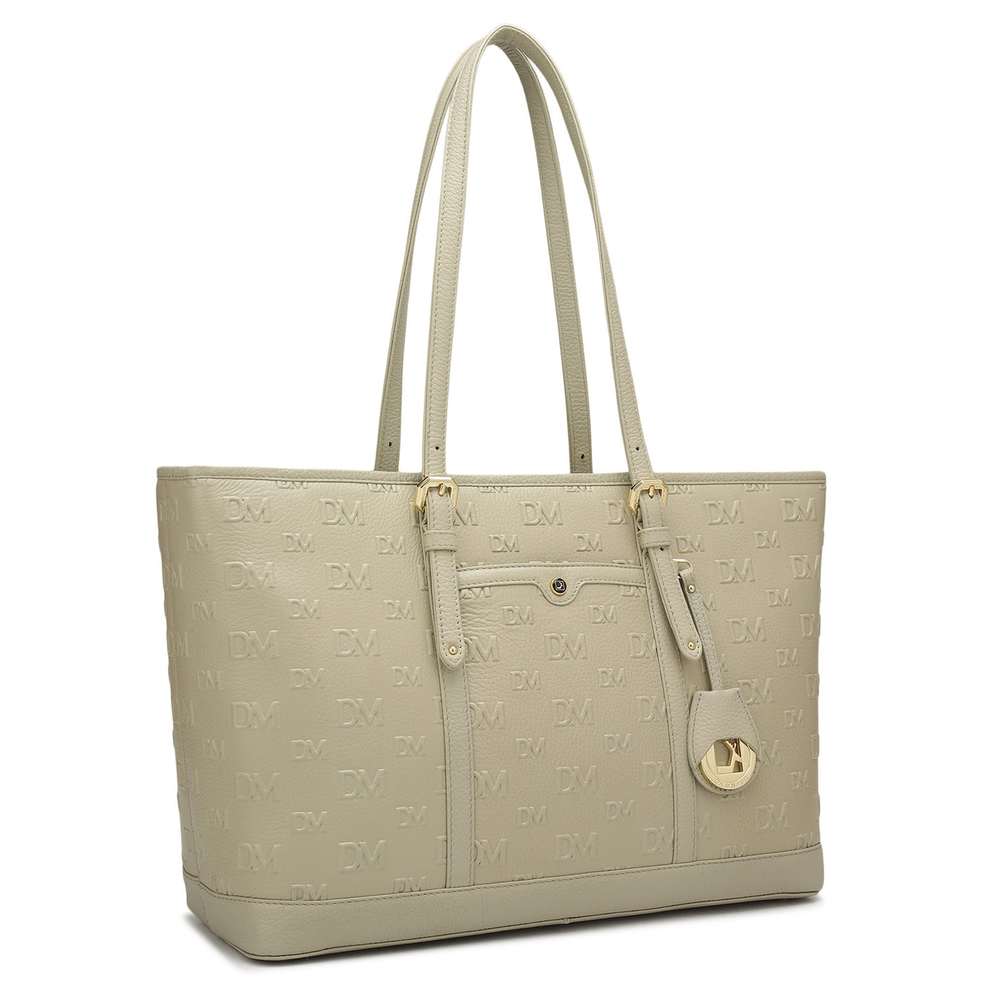 Large Monogram Wax Leather Tote - Khaki