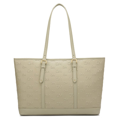 Large Monogram Wax Leather Tote - Khaki