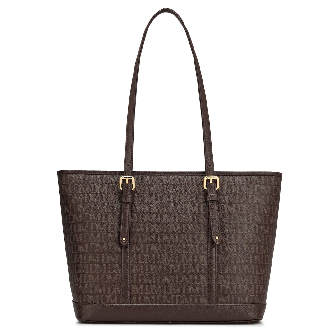 Medium Monogram Leather Tote - Chocolate