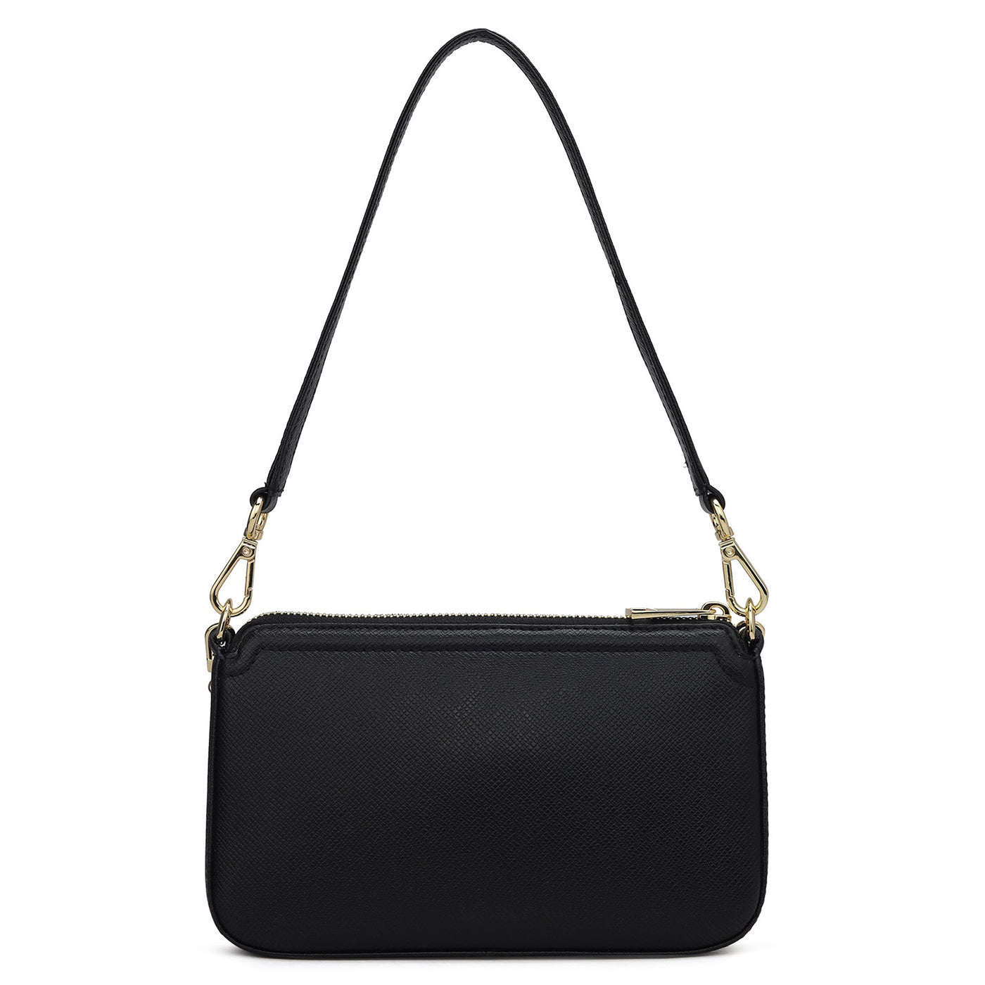 Small Franzy Leather Baguette - Black