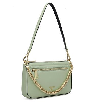 Small Franzy Leather Baguette - Mint