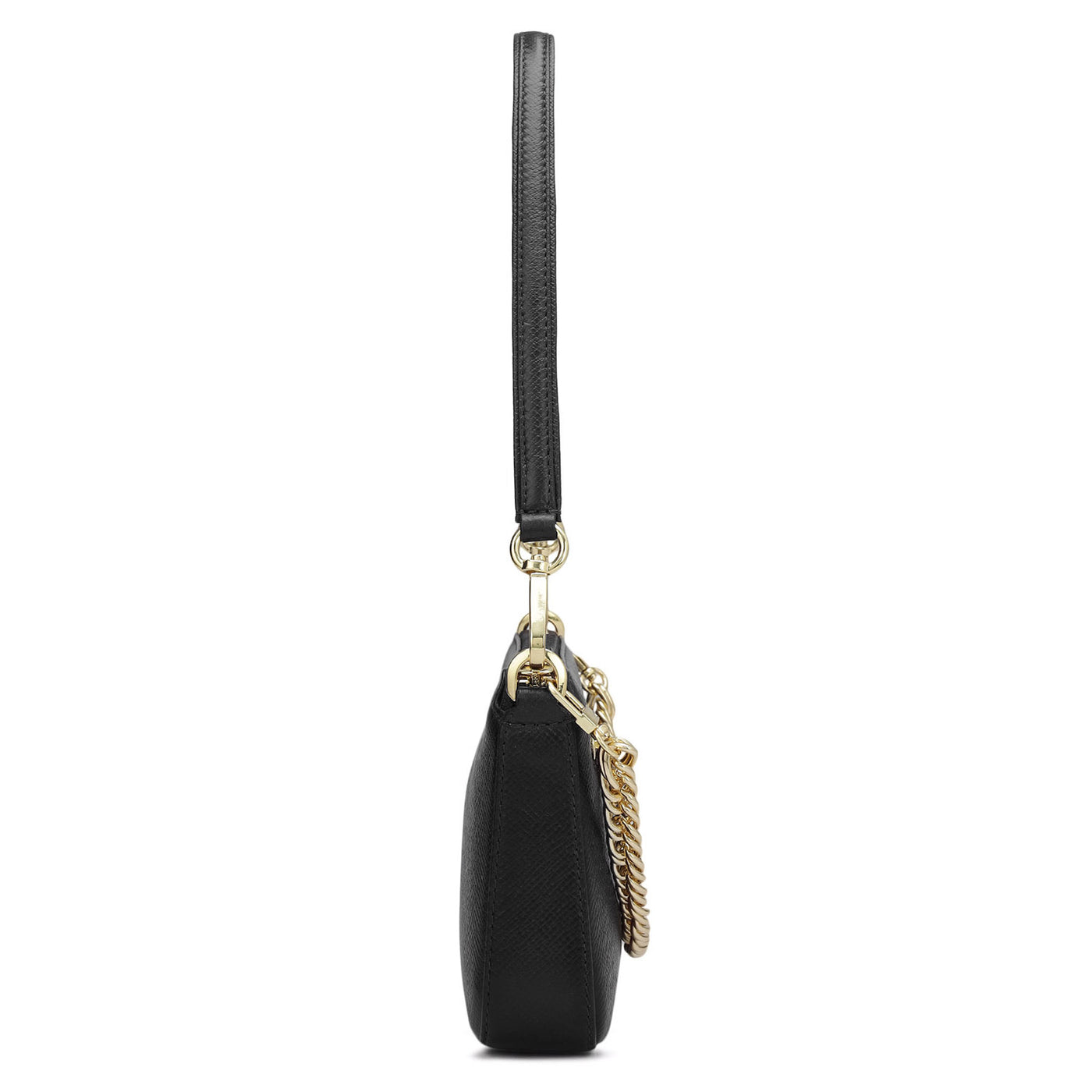 Small Franzy Leather Baguette - Black