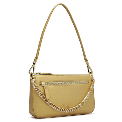 Small Franzy Leather Baguette - Gold