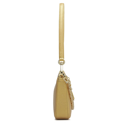 Small Franzy Leather Baguette - Gold