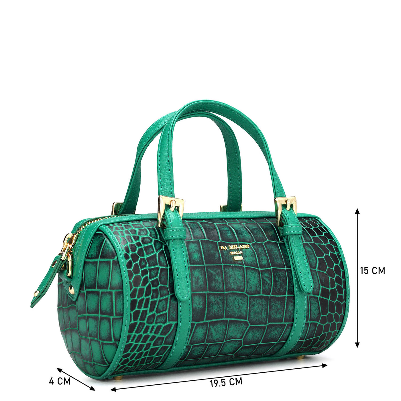 Small Croco Leather Satchel - Sea Weed