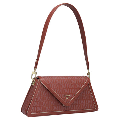 Small Monogram Leather Baguette - Brick