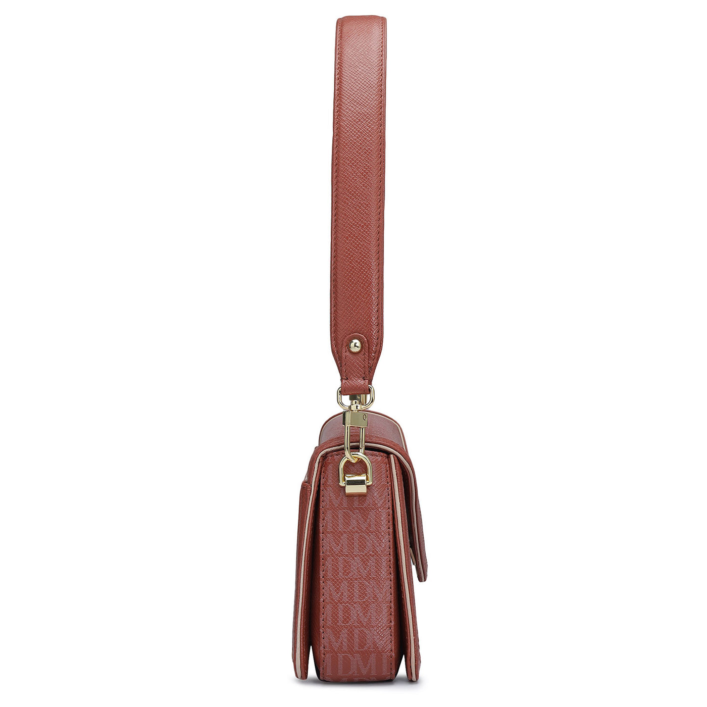 Small Monogram Leather Baguette - Brick