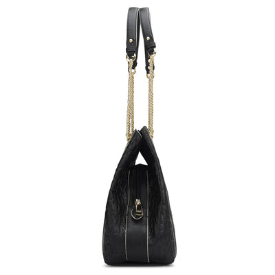 Medium Monogram Leather Hobo - Black