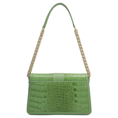 Small Croco Franzy Leather Shoulder Bag - Kiwi