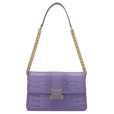 Small Croco Franzy Leather Shoulder Bag - Purple Haze